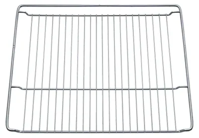 A metal oven rack on a white background.