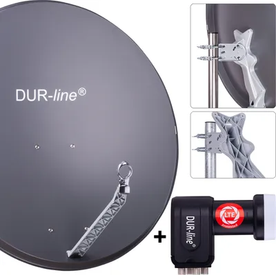 Produktbild von DUR-line Select 85/90cm Komplettanlage anthrazit + Quad LNB