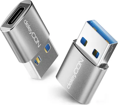 Produktbild von deleyCON USB C Adapter (2 Stück) USB 3.0 5Gbps USB C Buchse zu A Stecker Adapter für iPhone 17/16/15 Serie, iPad, Galaxy S25/S24/S23 Serie, A56, A16, Laptop, Notebook, Carplay Usw