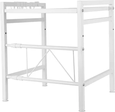 Produktbild von Küchenregale Ausziehbarer Mikrowellenständer mit 6 Haken,Mikrowellen Regal (40-64)x45x36.5cm Weiß