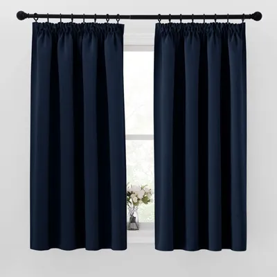 Produktbild von Dunkelblaue Verdunklungsvorhänge mit Kräuselband 2er Set H 160 x B 140 cm