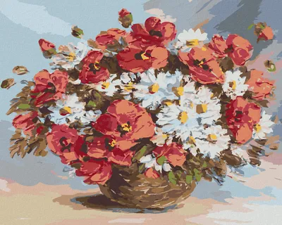 Produktbild von Zuty - Malen nach Zahlen - MOHNBLUMEN UND GÄNSEBLÜMCHEN IN EINER VASE, 40x50 cm, ohne Keilrahmen