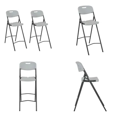Produktbild von vidaXL Klappbare Barstühle 2 Stk. HDPE und Stahl Weiß - Barstuhl - Barstühle - Klappstuhl - Klappstühle