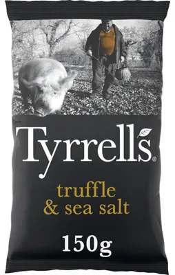 Produktbild von Tyrrells Chips Trüffel & Meersalz, 150 g – Knusprige Kartoffelchips mit feinem Trüffelgeschmack