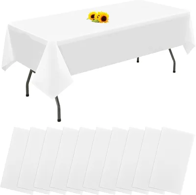 Produktbild von Einweg Tischdecke weiß, 10 Stück, 54 x 108 Zoll, für Party