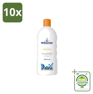 Productafbeelding van 10 x Melkmeisje Bad- en douchecrème honing - 2000 ml - grootverpakking - 10 stuks