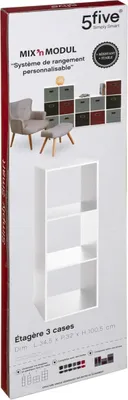 Produktbild von 5five Simply Smart Regal Mix N Modul 3x1, Holzspahn, Weiß, 100.5 x 34.5 cm, 138907C