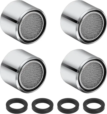 Immagine prodotto di Regolatore di flusso M22 - Set di 4 - Adattatore per rubinetto - Filtro per rubinetto M22 - Accessorio filtro - Aeratore cromato per bagno