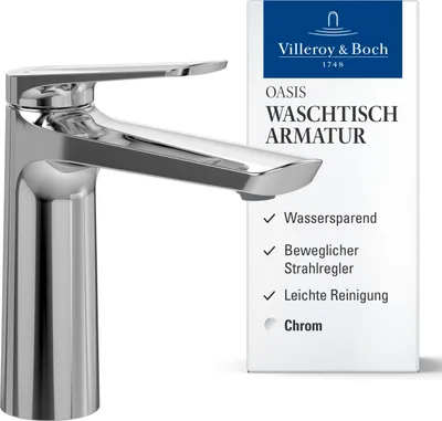 Produktbild von Villeroy & Boch Oasis Waschtischarmatur ohne Zugstange, Chrom