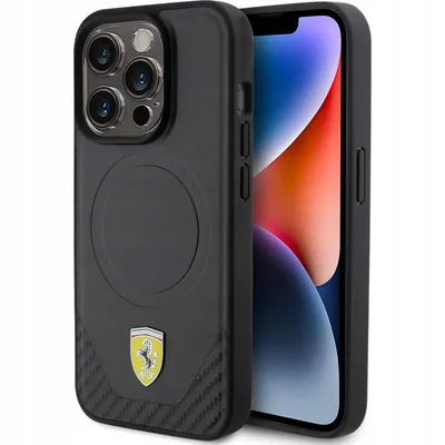 Image de Ferrari Fehmp15Lptek Iphone 15 Pro 6.1 Czarny/Black Hardcase Carbon Metal Logo Magsafe