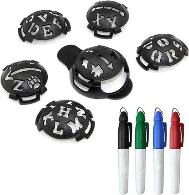 Imagen del producto de Juego de 10 plantillas para marcar pelotas de golf, con 6 plantillas y 4 marcadores de colores, ideal para accesorios de golf y para marcar con precisión