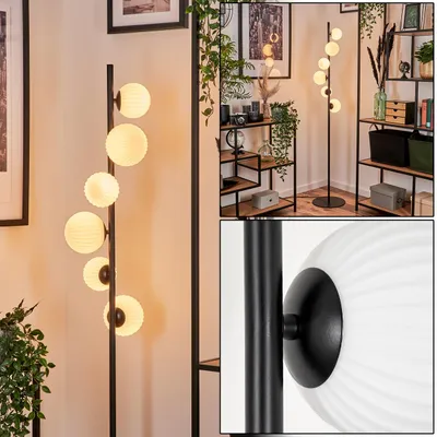 Produktbild von Garaguso Stehlampe aus Metall/Riffelglas in Schwarz/Weiß