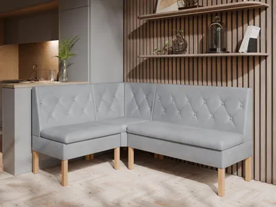 Produktbild von JKG Meble Eckbank fur Essizmmer - Eckbank Küche mit Aufbewahrungsbehälter - Sitzecke Küche - Velours - Essecke - Küchensofa - Grau - 140x200 cm
