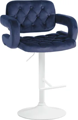 Produktbild von CLP Barhocker Dublin Samt blau Material Gestell Metall matt weiss