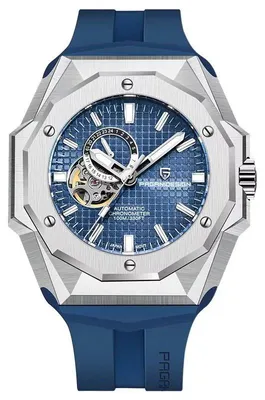 Immagine prodotto di Orologio da uomo Pagani Design Javelot, automatico, in silicone, blu/argento