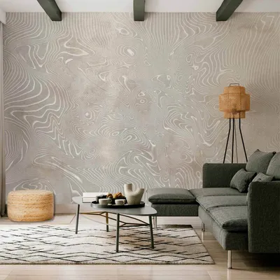 Produktbild von Selbstklebende Folie Fototapete - Flowing shapes - abstract beige and white background in patterned compositions 441x315 cm Muster f-A-10035-a-a