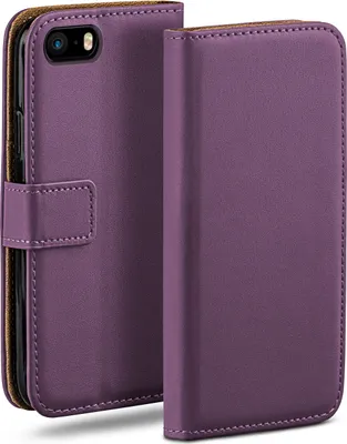 Produktbild von moex® Book Case kompatibel mit iPhone 5s / 5 / SE (2016) - Hülle 360 Grad klappbar, Lila