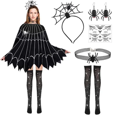 Zdjęcie produktu dla Solidchoice - Zestaw kostiumów na Halloween, pajęczyna dla kobiet, 6 sztuk