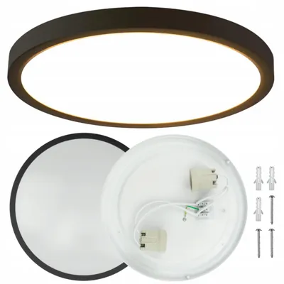 Obrázek produktu pro Stropní LED svítidlo, kulaté, černé, povrchová montáž, 2x patice E27
