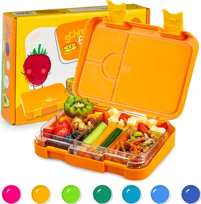 Produktbild von Schmatzfatz Junior Brotdose für Kinder mit Fächern, Bunte Kinder Brotdose, Bento Brotdose Unterteilt & Auslaufsicher, BPA-Freie Lunchbox für Kindergarten/Kita, Kinder Bento Box, Sichere Vesperdose