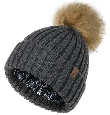Image de Omgoods - Bonnets pour femmes avec doublure en satin et pompon