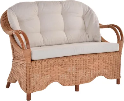 Zdjęcie produktu dla KRINES HOME Sofa rattanowa do ogrodu zimowego naturalna sofa rattanowa dwuosobowa sofa do salonu meble rattanowe (terakota, 2-osobowa)