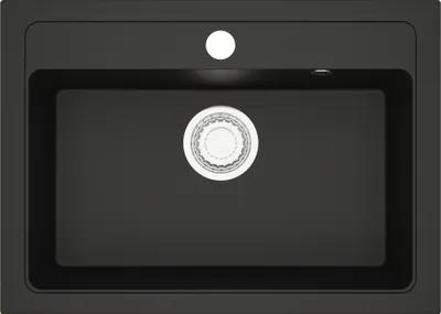 Produktbild von Granit Spüle + Siphon Küchenspüle DG022 70x50cm viele Farbvarianten Schwarz