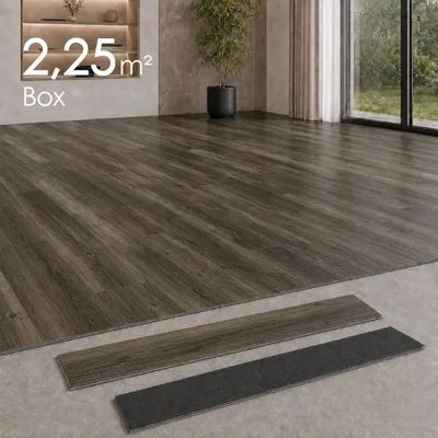 Produktbild von SPC Rigid Vinylboden 5mm Klick wasserfest mit Trittschalldämmung Holzoptik für Küche Bad Wohnzimmer Flur