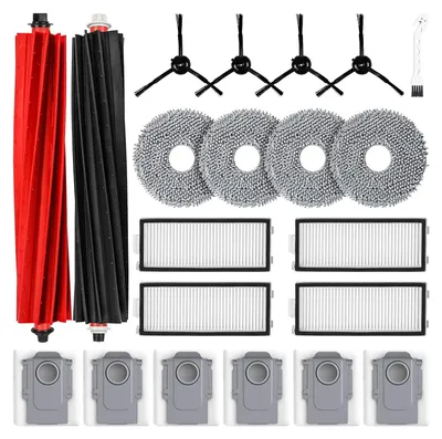 Produktbild von 21 Stš¹ck Zubeh?r fš¹r Roborock Qrevo Master/Qrevo Slim Saugroboter, 2 Gummi Hauptbš¹rste 6 Staubbeutel 4 HEPA Filter 4 Wischtš¹cher 4 Seitenbš¹rsten 1 Reinigungsbš¹rste
