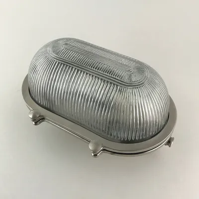 Produktbild von Wandlampe außen Messing massiv Glas B: 26 cm IP64 Nickel matt E27 Maritim Ovalleuchte