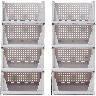 Obrázek produktu pro Plastový organizér na oblečení – 8 kusů – bílý – 43 x 33 x 72 cm