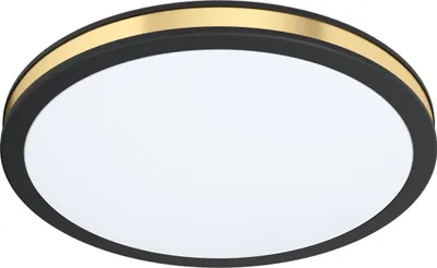 Produktbild von EGLO LED Deckenleuchte Pescaito, Wandlampe, Deckenlampe aus Stahl in Schwarz und Kunststoff in Weiß, Gold, Wohnzimmerlampe, warmweiß, Ø 28 cm