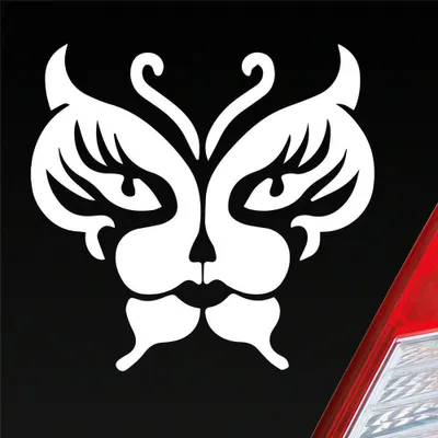 Produktbild von Auto Aufkleber Schmetterling Löwe Tribal 10x10 cm Weiss Matt Sticker Heckscheibenaufkleber