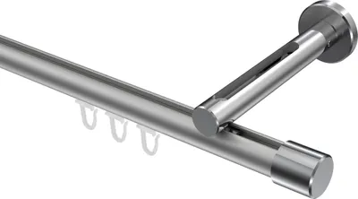 Produktbild von Interdeco Innenlaufstange / Gardinenstange mit Innenlauf Silbergrau / Chrom, Typ Siteno Santo (Kappe), 20 mm Ø 1-läufig, 420 cm
