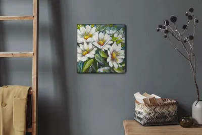 Produktbild von Coloray Hodiny Unikátní 30x30 cm  Tiché hodiny Pro obývací pokoj a kuchyň Nástěnné hodiny Plátno Bílé ručičky hodin - Sázet květiny