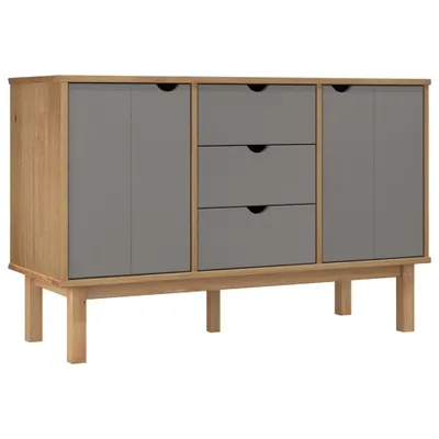 Image de Buffet OTTA Marron et gris 113,5x43x73 cm Bois massif pin