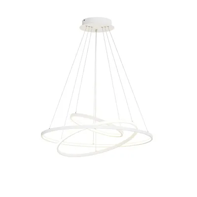Produktbild von Lucande LED-Pendelleuchte Ezana, weiß, Metall, Ø 80cm