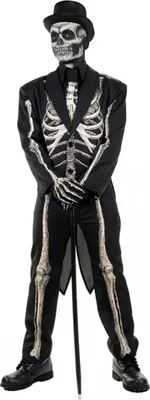 Produktbild von Skelett Anzug Kostüm Frack für Halloween Männer Größe: XL-XXL