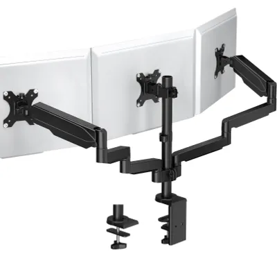 Imagen del producto de Soporte para tres monitores – Soporte de gas ajustable para hasta 3 monitores de hasta 27 pulgadas