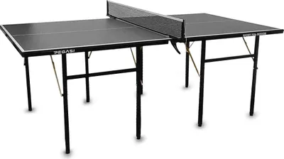 Produktbild von Pegasi 75% Midi Tischtennisplatte 200x98cm - Tischtennisplatte Indoor - Tischtennis - Faltbare Chassis Tischtennistisch - Faltbare Tischtennisplatte - Schwarz