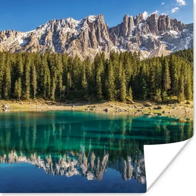 Produktbild von MuchoWow® Poster Berg - Wald - Strand 75x75 cm - Wand Dekoration