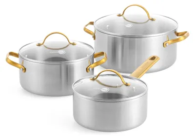 Edelstahl-Kochgeschirrset, 6-teilig, induktionsgeeignet, silber