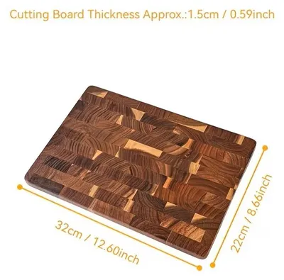 Immagine prodotto di Tagliere in legno massello - Tagliere da taglio - Adatto al contatto con gli alimenti - Ideale per carne, verdure e salumi - Robusto - Dimensioni: 32 x 22 x 1,5 cm