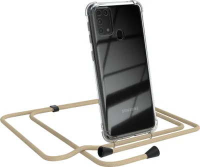 Produktbild von EAZY CASE Handykette kompatibel mit Samsung Galaxy M31, Handyhülle mit Umhängeband, Handykordel, Schutzhülle Clear, Band in Blau