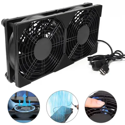 Image de Ventilateur USB pour PC, 120 mm, double ventilateur 2 en 1, alimentation USB 5 V, pour routeur, ordinateur, boîtier TV, tablette