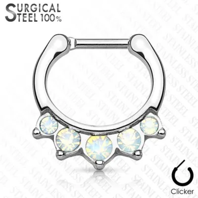 Produktbild von Nasenring Septum Clicker Piercing „Opal Kristalle“ Klar