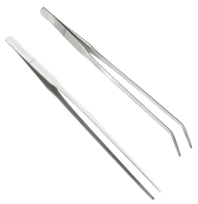 Imagen del producto de Dos pinzas extra largas, de acero inoxidable, de 27 cm, para acuarios y para cocinar
