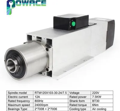 Immagine prodotto di Motore mandrino per fresatrice CNC - 7,5 kW - 380V - Raffreddato ad aria - Cambio utensile automatico