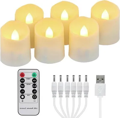 Produktbild von Dimmbare LED-Strahlerketten mit Intervallfunktion und Fernsteuerung - warmes Licht - Wiederaufladbare USB-Lichterketten - Dekorationen für Feiertage und Feste - 6-teiliges Set