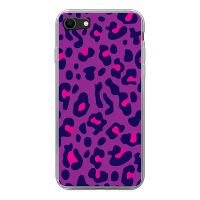 Produktbild von MuchoWow® Handyhülle Schutzhülle Hülle für iPhone SE 2022 Pantherdruck - Lila - Rosa Silikon Softcase Handy Hülle - Schutzhülle